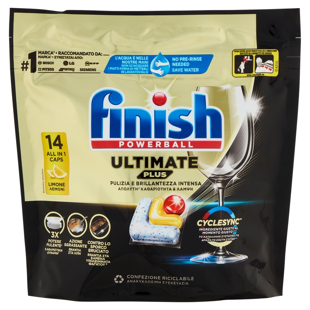Finish Ultimate Plus All In One Lemon pastiglie lavastoviglie 14 lavaggi 170,8 g